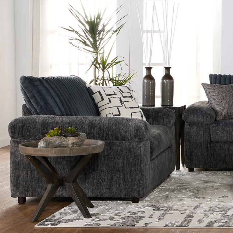 Latitude Run Oliwier Wide Wale Corduroy Cuddle Chair Charcoal Corduroy